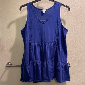 Blue Tiered Sleeveless Tank Top